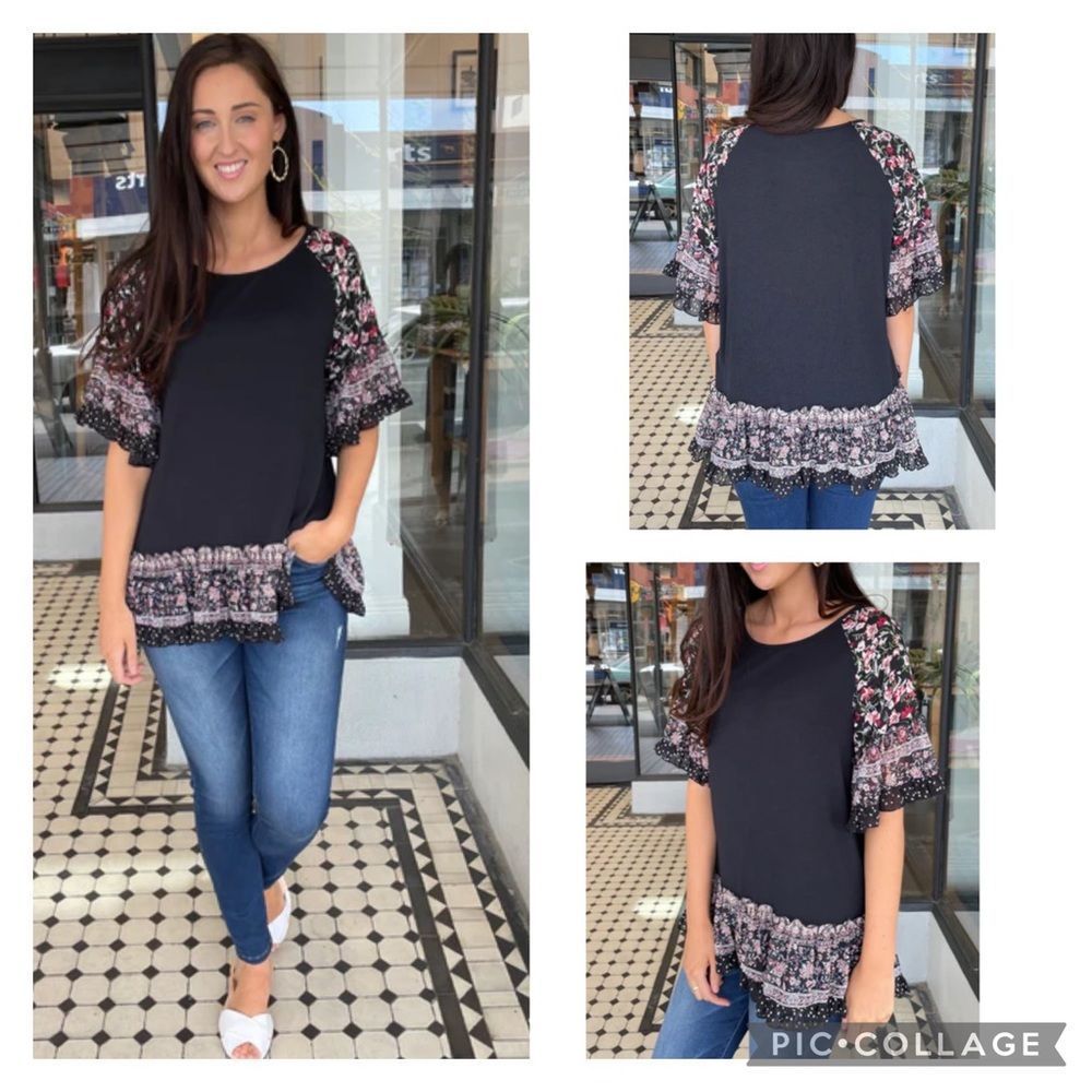 Chic Soul boho mixed media flowy sleeves long lined tunic top plus size 3X
